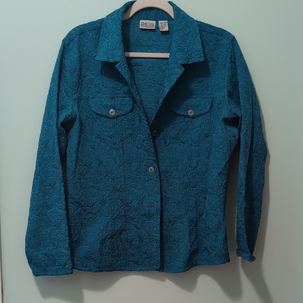 Chico's Turquoise Textured Jacket